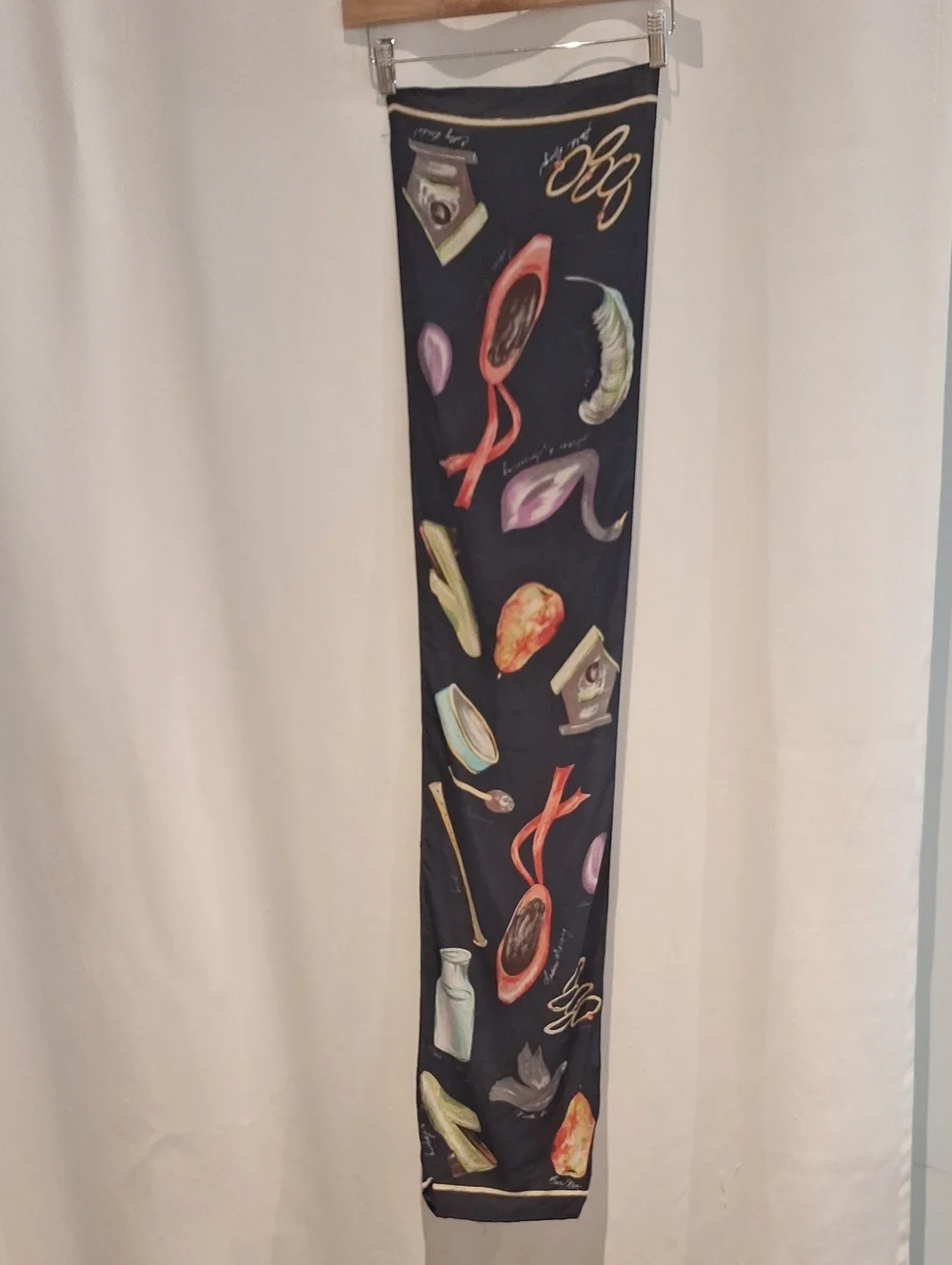 Scarf with Watercolor 12 Days Of Chritmas Motif - Navy, Pink, Coral